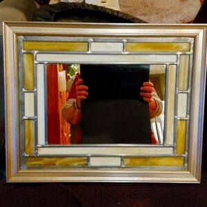 stained glass bordered mirror